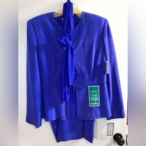 Womens Anna Carole NEW 100% silk purple two piece suit